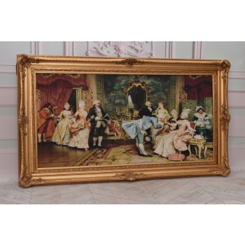 Francuski Bal Arystokracja - Obraz na Materiale - 141x81cm Gruba Złota Rama