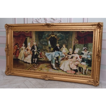 Francuski Bal Arystokracja - Obraz na Materiale - 141x81cm Gruba Złota Rama