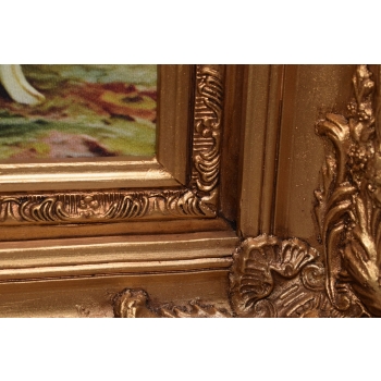 Francuski Bal Arystokracja - Obraz na Materiale - 141x81cm Gruba Złota Rama