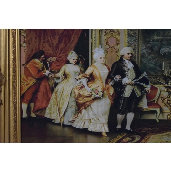 Francuski Bal Arystokracja - Obraz na Materiale - 141x81cm Gruba Złota Rama