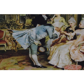 Francuski Bal Arystokracja - Obraz na Materiale - 141x81cm Gruba Złota Rama