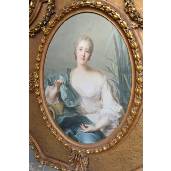 Francuska Arystokratka - Francja - Wielki Obraz Barokowa Złota Rama 138x100