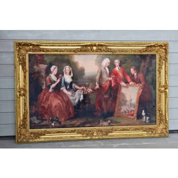 Francuscy Arystokraci - Obraz na Materiale - 149x97cm Gruba Złota Rama