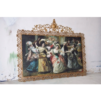 Obraz Tkanina - Francuska Arystokracja - BAROKOWA RAMA Z BRĄZU 157x126cm