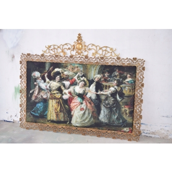 Obraz Tkanina - Francuska Arystokracja - BAROKOWA RAMA Z BRĄZU 157x126cm