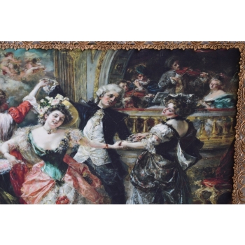 Obraz Tkanina - Francuska Arystokracja - BAROKOWA RAMA Z BRĄZU 157x126cm