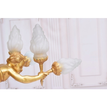Królewski Postaciowy Żyrandol z Brązu Złoconego + 13 żarówek - Lampa 120cm