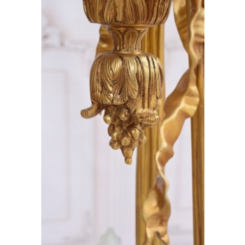 Królewski Postaciowy Żyrandol z Brązu Złoconego + 13 żarówek - Lampa 120cm