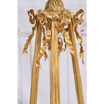 Królewski Postaciowy Żyrandol z Brązu Złoconego + 13 żarówek - Lampa 120cm