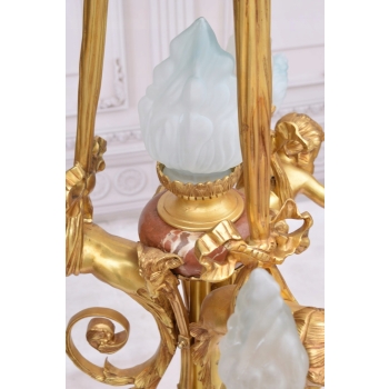 Królewski Postaciowy Żyrandol z Brązu Złoconego + 13 żarówek - Lampa 120cm
