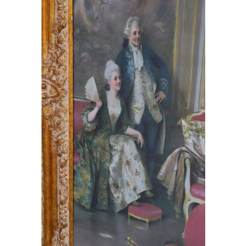 Francuska Arystokracja Francja - Wielki Obraz na Płótnie Złota Rama 159x120
