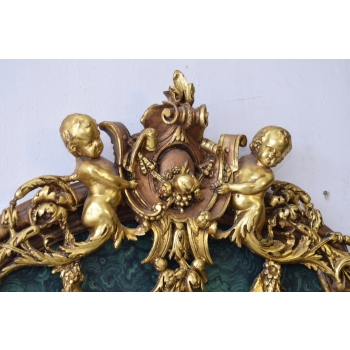 Pałacowe Barokowe Złote Zielone Lustro - Gruba Rama - 215 x 107 cm