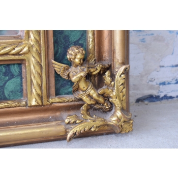 Pałacowe Barokowe Złote Zielone Lustro - Gruba Rama - 215 x 107 cm