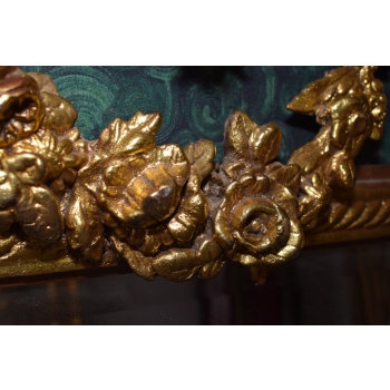 Pałacowe Barokowe Złote Zielone Lustro - Gruba Rama - 215 x 107 cm