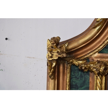 Pałacowe Barokowe Złote Zielone Lustro - Gruba Rama - 215 x 107 cm
