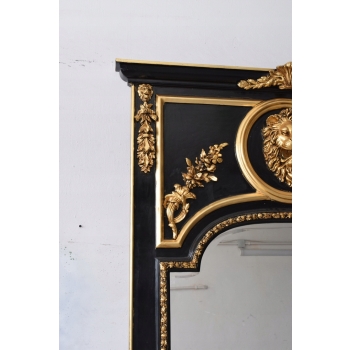 Pałacowe Barokowe Złote Czarne Lustro - Gruba Rama - 233 x 127 cm