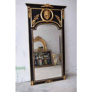 Pałacowe Barokowe Złote Czarne Lustro - Gruba Rama - 233 x 127 cm