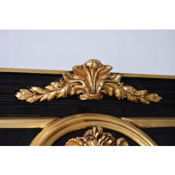 Pałacowe Barokowe Złote Czarne Lustro - Gruba Rama - 233 x 127 cm