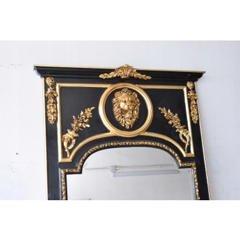 Pałacowe Barokowe Złote Czarne Lustro - Gruba Rama - 233 x 127 cm