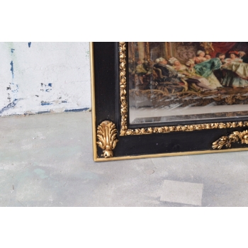 Pałacowe Barokowe Złote Czarne Lustro - Gruba Rama - 233 x 127 cm