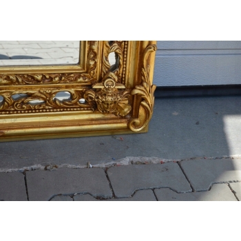 Złote LUSTRO DREWNIANE - Ażurowa Rama - 192X110CM - Salon Wiatrołap