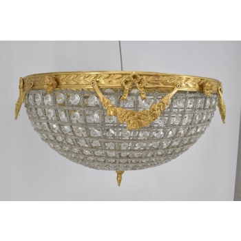 Kryształowy Plafon - Lampa Sufitowa Żyrandol - Zdobiony Mosiądzem fi 50