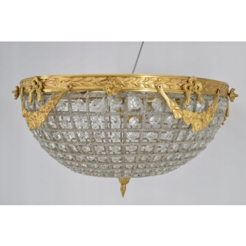 Kryształowy Plafon - Lampa Sufitowa Żyrandol - Zdobiony Mosiądzem fi 50