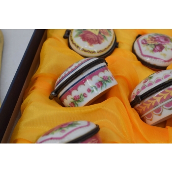 Porcelanowy Zestaw Szkatuł - Szkatułki Puzdra Puzderka - Porcelana Malowana