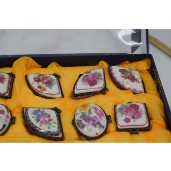 Porcelanowy Zestaw Szkatuł - Szkatułki Puzdra Puzderka - Porcelana Malowana