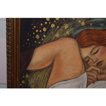 Gustav Klimt - Śpiąca Dziewczyna - Kobieta - Obraz Olejny - Złota Rama
