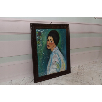 Gustav Klimt - Portret Damy - Kobieta Dziewczyna - Obraz Olejny za Szkłem
