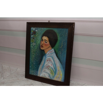 Gustav Klimt - Portret Damy - Kobieta Dziewczyna - Obraz Olejny za Szkłem