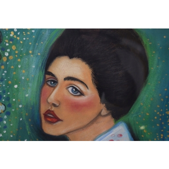 Gustav Klimt - Portret Damy - Kobieta Dziewczyna - Obraz Olejny za Szkłem
