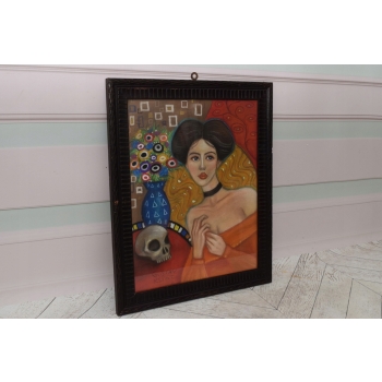 Gustav Klimt - Portret Judyta - Memento Mori - Obraz Olejny za Szkłem