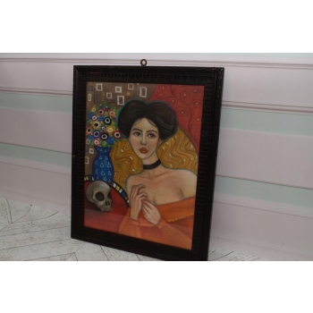 Gustav Klimt - Portret Judyta - Memento Mori - Obraz Olejny za Szkłem