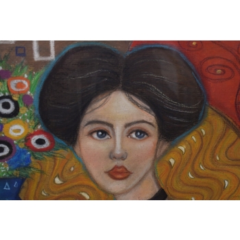 Gustav Klimt - Portret Judyta - Memento Mori - Obraz Olejny za Szkłem