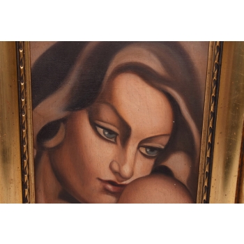 TAMARA De Łempicka - Portret Kobieta Dziewczyna - Art Deco - Obraz Olejny