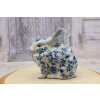 Porcelanowa Malowana Figura Królika - Niebieski Królik Zając Sygn.