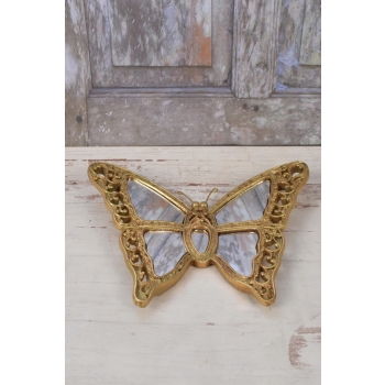 Złote Lustro na Zawieszce Motyl - Dekor Ścienny - Lusterko 45x35