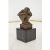 Casimir Brau Szympans Art Deco - Małpa- Figura z Brązu - Rzeźba na Marmurze