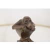 Casimir Brau Szympans Art Deco - Małpa- Figura z Brązu - Rzeźba na Marmurze