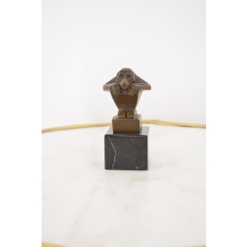 Casimir Brau Szympans Art Deco - Małpa- Figura z Brązu - Rzeźba na Marmurze
