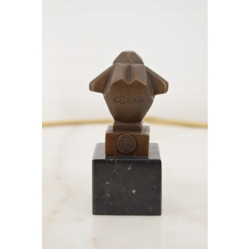 Casimir Brau Szympans Art Deco - Małpa- Figura z Brązu - Rzeźba na Marmurze