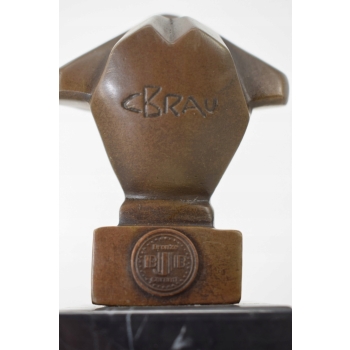 Casimir Brau Szympans Art Deco - Małpa- Figura z Brązu - Rzeźba na Marmurze