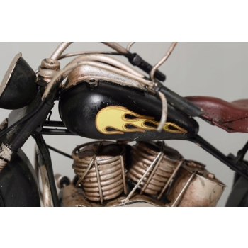 Metalowy Czarno-Czerwony Motor - Motocykl Model Kolekcjonerski - Vintage