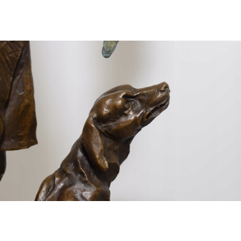 Myśliwy z Psem - Polowanie na Lisa - Figura Rzeźba Myśliwa z Brązu Prezent