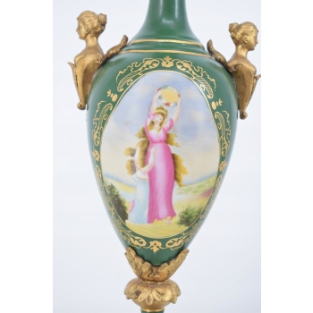 Porcelanowy Wazon - Amfora Waza - Zielona - Porcelana Ręcznie Malowana
