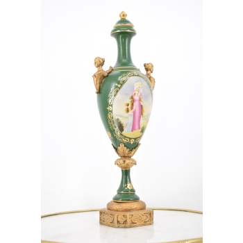 Porcelanowy Wazon - Amfora Waza - Zielona - Porcelana Ręcznie Malowana