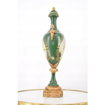 Porcelanowy Wazon - Amfora Waza - Zielona - Porcelana Ręcznie Malowana