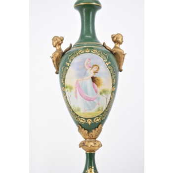 Porcelanowy Wazon - Amfora Waza - Zielona - Porcelana Ręcznie Malowana